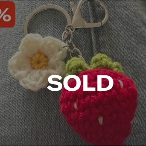 Other Accessories - 🔥Sold🔥Handmade Strawberry and Flower Keychain